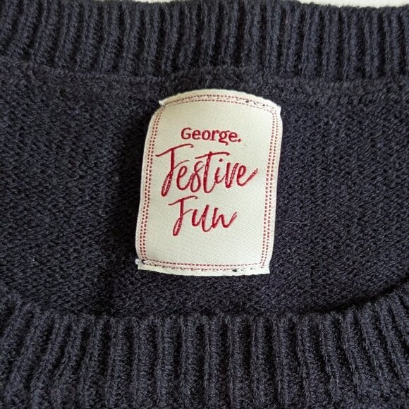 Novelty Women's Christmas Ugly Sweater Size US 8 Dark Navy - Picture 5 of 10